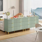 Comò a 6 cassetti con scanalature, verde/naturale/bianco, stile moderno, uso singolo