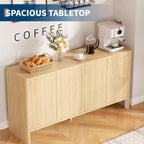 Credenza con ante scanalate marroni, 147 cm