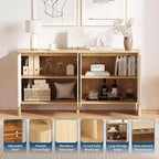 Credenza con ante scanalate marroni, 147 cm