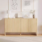 Credenza con ante scanalate marroni, 147 cm
