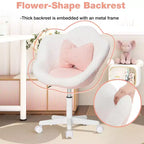 Sedia girevole da scrivania per bambini a forma di fiore, colore beige/rosa, 1 posto, altezza regolabile