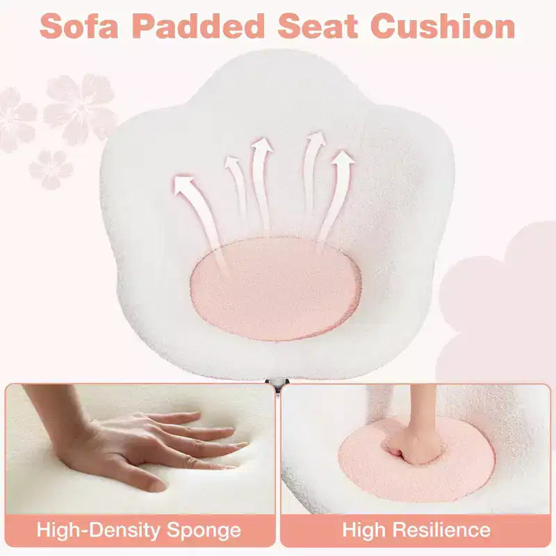 Beige / Pink Flower-Shaped Kids Swivel Desk Chair, 1-Seat, Adjustable Height