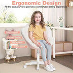 Sedia girevole da scrivania per bambini a forma di fiore, colore beige/rosa, 1 posto, altezza regolabile