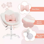 Sedia girevole da scrivania per bambini a forma di fiore, colore beige/rosa, 1 posto, altezza regolabile