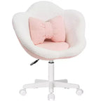Sedia girevole da scrivania per bambini a forma di fiore, colore beige/rosa, 1 posto, altezza regolabile