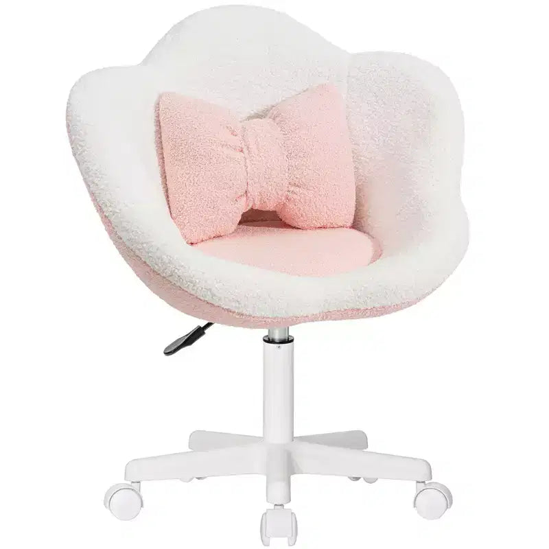 Beige / Pink Flower-Shaped Kids Swivel Desk Chair, 1-Seat, Adjustable Height