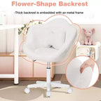 Sedia girevole da scrivania per bambini a forma di fiore, colore beige/rosa, 1 posto, altezza regolabile