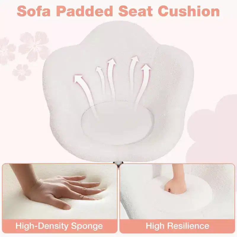 Beige / Pink Flower-Shaped Kids Swivel Desk Chair, 1-Seat, Adjustable Height