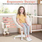 Sedia girevole da scrivania per bambini a forma di fiore, colore beige/rosa, 1 posto, altezza regolabile