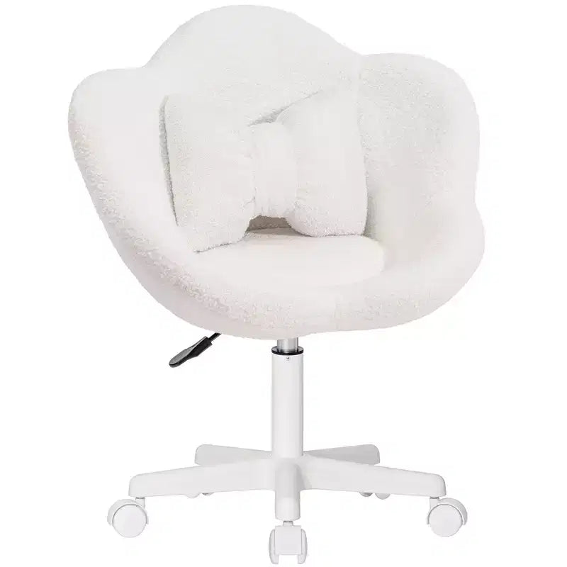 Beige / Pink Flower-Shaped Kids Swivel Desk Chair, 1-Seat, Adjustable Height