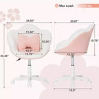 Sedia girevole da scrivania per bambini a forma di fiore, colore beige/rosa, 1 posto, altezza regolabile