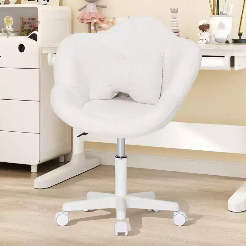 Beige / Pink Flower-Shaped Kids Swivel Desk Chair, 1-Seat, Adjustable Height