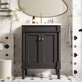 JVNOXK 24-inch Single-Basin Vanity Cabinet with Sink, Double-Tier Modern Bathroom Storage Cabinet, Large-Capacity Shelving Unit, Black