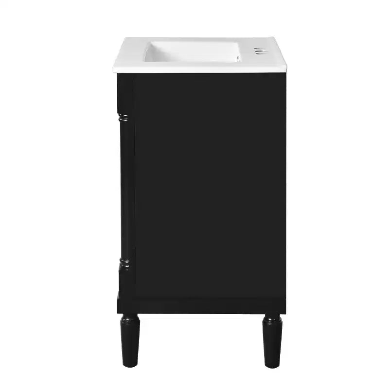 24" Black Modern Single-Sink Bathroom Vanity Cabinet with Storage, 1-Person