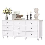 Comò a 9 cassetti Beige / Nero / Bianco con frontale smerlato, Singolo