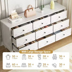 Comò a 9 cassetti Beige / Nero / Bianco con frontale smerlato, Singolo