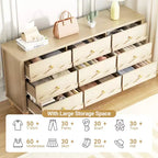 Comò a 9 cassetti Beige / Nero / Bianco con frontale smerlato, Singolo