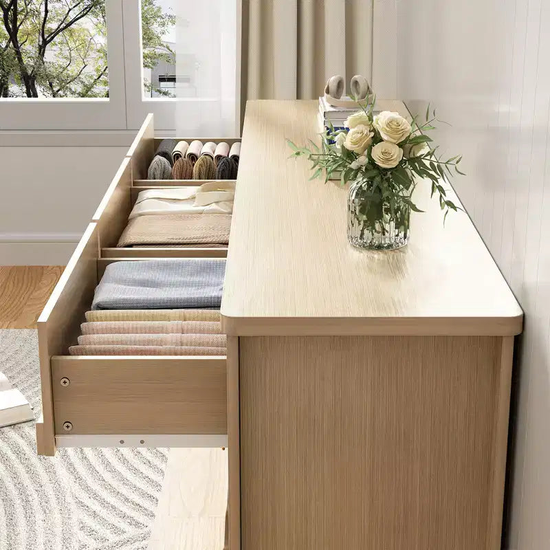 Beige / Black / White 9-Drawer Dresser with Scalloped Front, Single