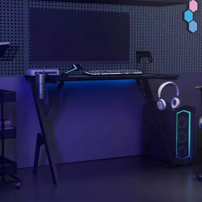 Black & Red / Black Y-Shaped Gaming Desk, Single Person
