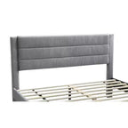 Letto a piattaforma in velluto a coste color carbone/grigio con cassetto portaoggetti – Piazza e mezza/Matrimoniale, 1 persona