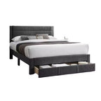Letto a piattaforma in velluto a coste color carbone/grigio con cassetto portaoggetti – Piazza e mezza/Matrimoniale, 1 persona