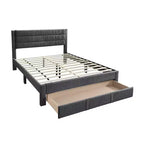 Letto a piattaforma in velluto a coste color carbone/grigio con cassetto portaoggetti – Piazza e mezza/Matrimoniale, 1 persona