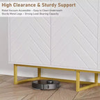 Mobiletto credenza a spina di pesce bianco/nero, mobile console a 1 anta, legno di frassino, maniglie dorate