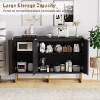 Mobiletto credenza a spina di pesce bianco/nero, mobile console a 1 anta, legno di frassino, maniglie dorate