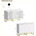 Mobiletto credenza a spina di pesce bianco/nero, mobile console a 1 anta, legno di frassino, maniglie dorate