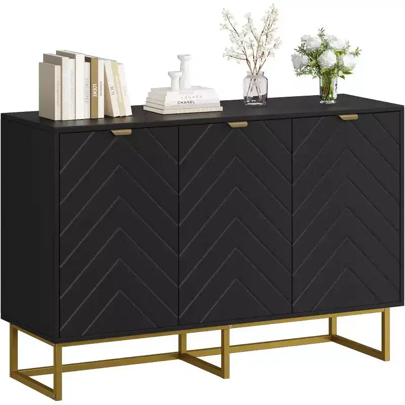 Modern Sideboard Buffet Cabinet, Wood Storage Cabinet with Adjustable Shelf, Console Table with Door for Dining Room Living Room Entryway