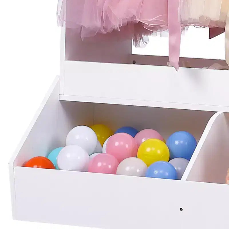 Pink / White Kids Dress-Up Wardrobe with Lighted Mirror – Single-Child Storage Closet