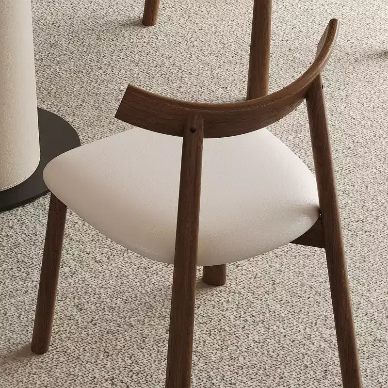 Brown Leather Armless Dining Chair, Set of 2