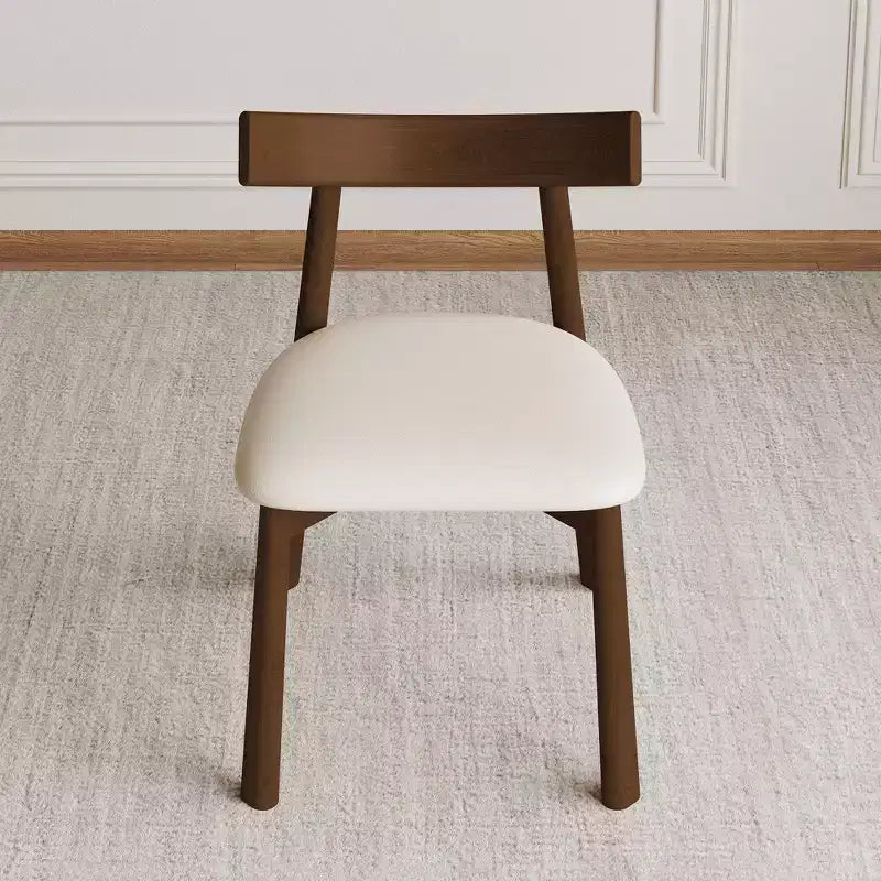 Brown Leather Armless Dining Chair, Set of 2