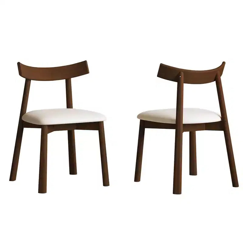 Brown Leather Armless Dining Chair, Set of 2