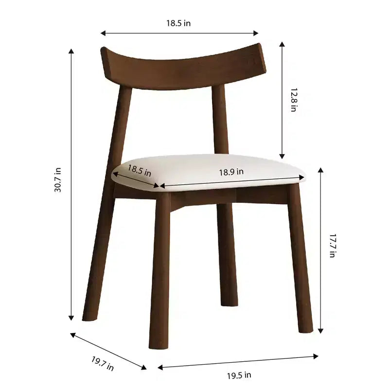 Brown Leather Armless Dining Chair, Set of 2