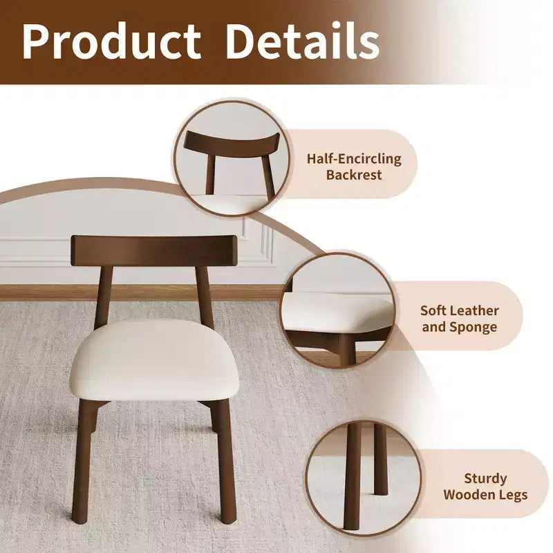Brown Leather Armless Dining Chair, Set of 2