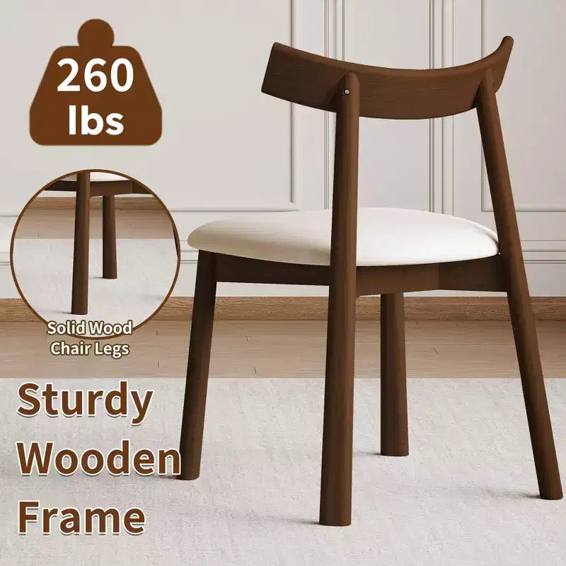 Brown Leather Armless Dining Chair, Set of 2