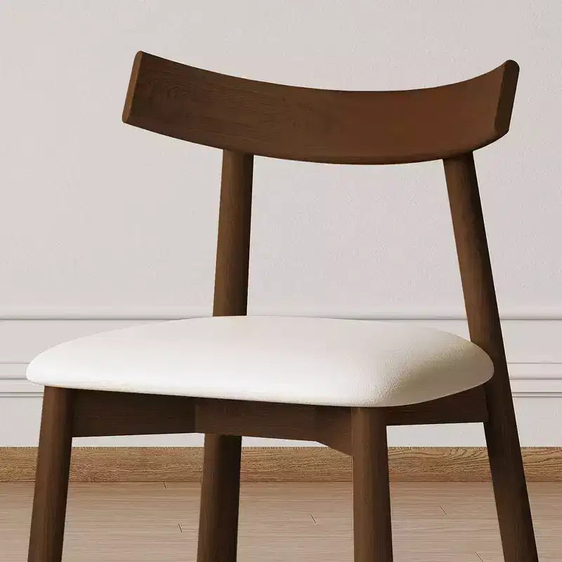 Brown Leather Armless Dining Chair, Set of 2