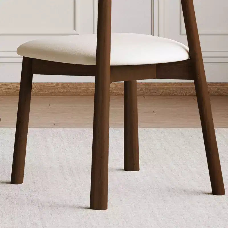 Brown Leather Armless Dining Chair, Set of 2