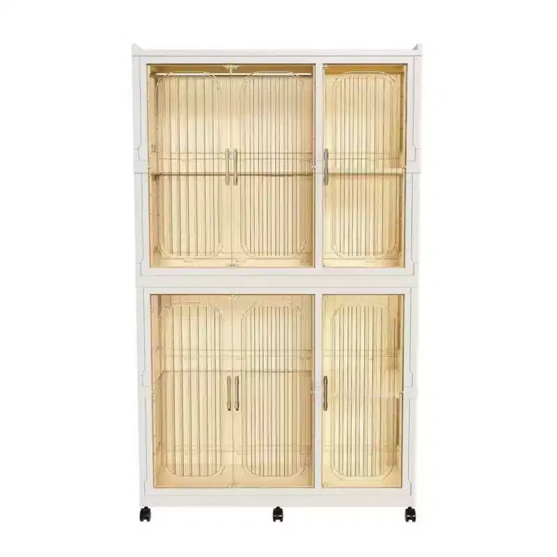 White 6-Cube Rolling Wardrobe Closet with Hanging Rods & Magnetic Doors, for 1 Child