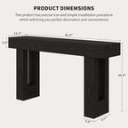 Consolle rettangolare nera in stile rustico – 160 cm, Montaggio a 1 persona
