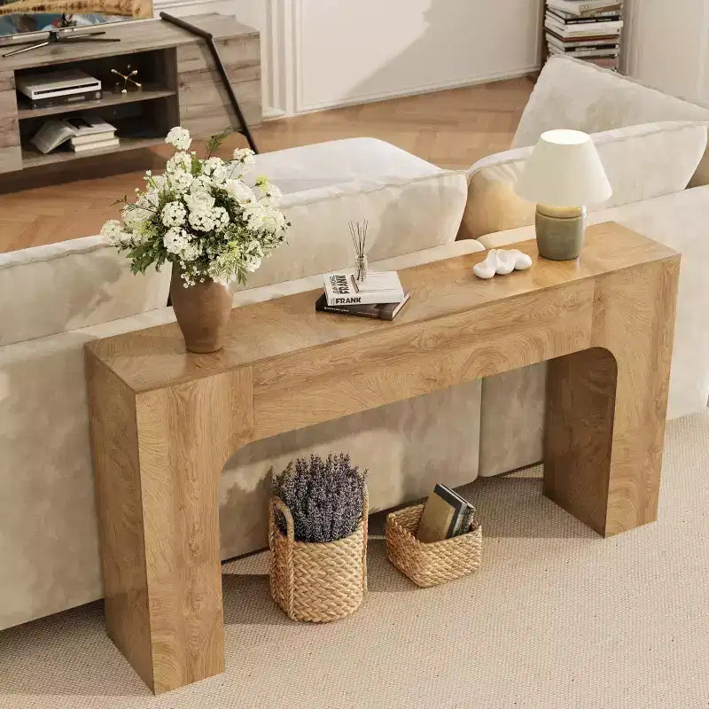 Oak Narrow Console Table, Slim Entryway / Sofa Table for 1–2 People, 47" or 63"