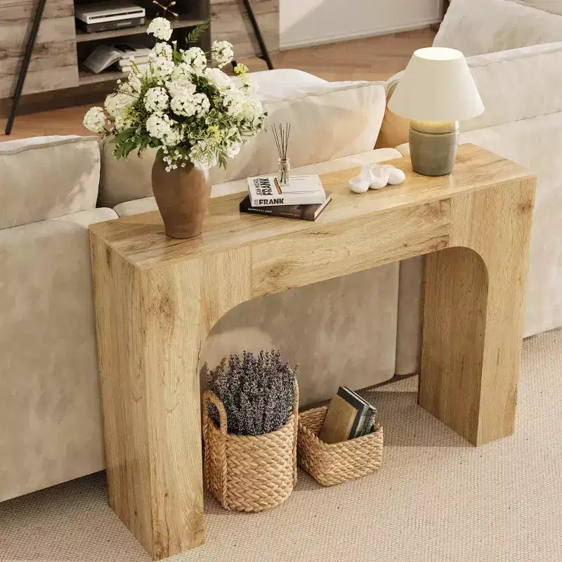 Oak Narrow Console Table, Slim Entryway / Sofa Table for 1–2 People, 47" or 63"