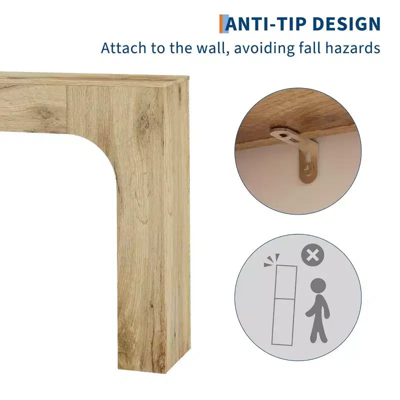 Oak Narrow Console Table, Slim Entryway / Sofa Table for 1–2 People, 47" or 63"