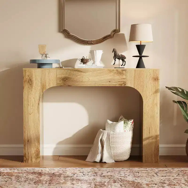 Oak Narrow Console Table, Slim Entryway / Sofa Table for 1–2 People, 47" or 63"