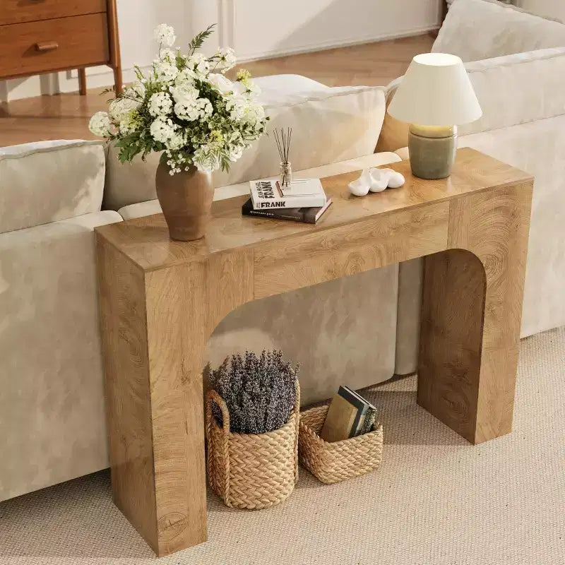 Oak Narrow Console Table, Slim Entryway / Sofa Table for 1–2 People, 47" or 63"