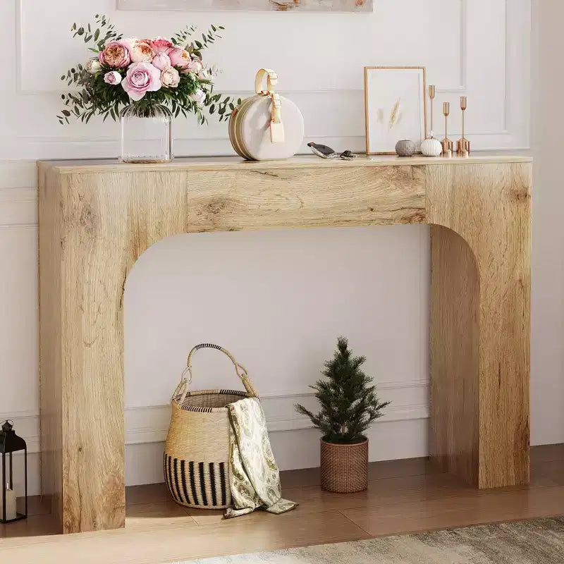 Oak Narrow Console Table, Slim Entryway / Sofa Table for 1–2 People, 47" or 63"