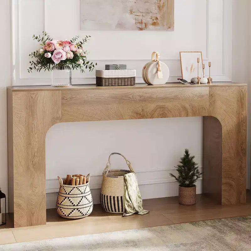 Oak Narrow Console Table, Slim Entryway / Sofa Table for 1–2 People, 47" or 63"