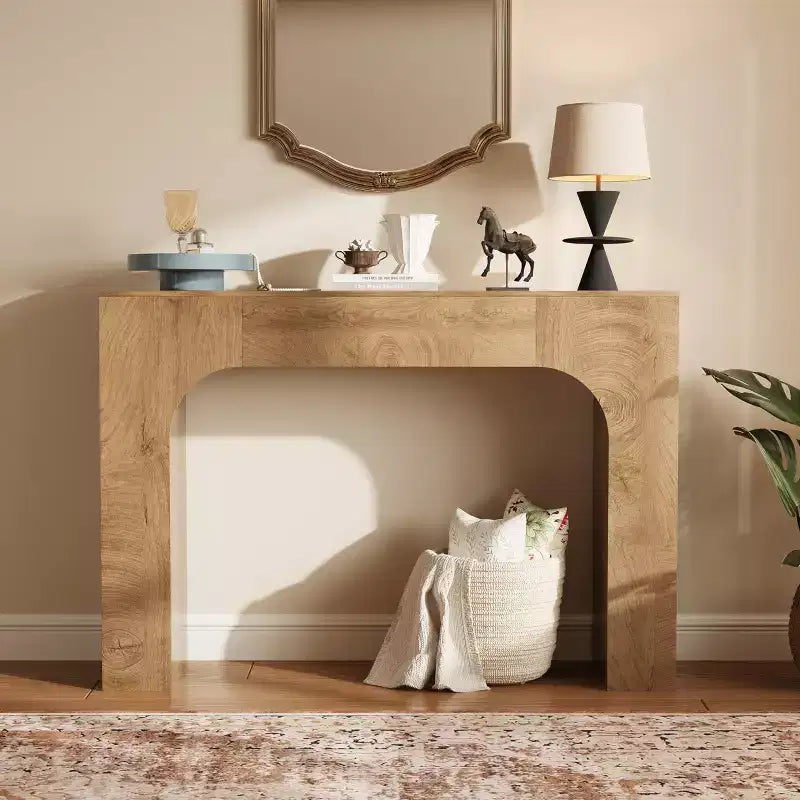 Oak Narrow Console Table, Slim Entryway / Sofa Table for 1–2 People, 47" or 63"