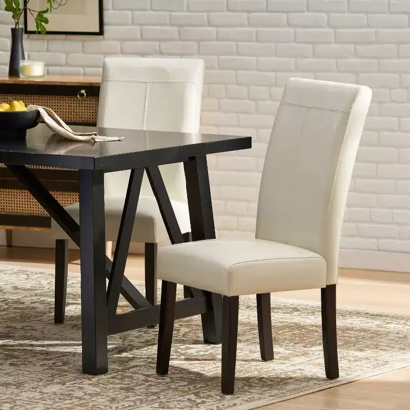 Gray Upholstered Dining Chair, Armless, Set of 2